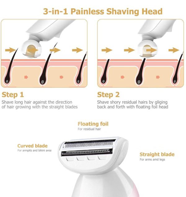 Lady Shaver Epilator & Shaving Head – Rechargeable Hair Removal Razor for Women