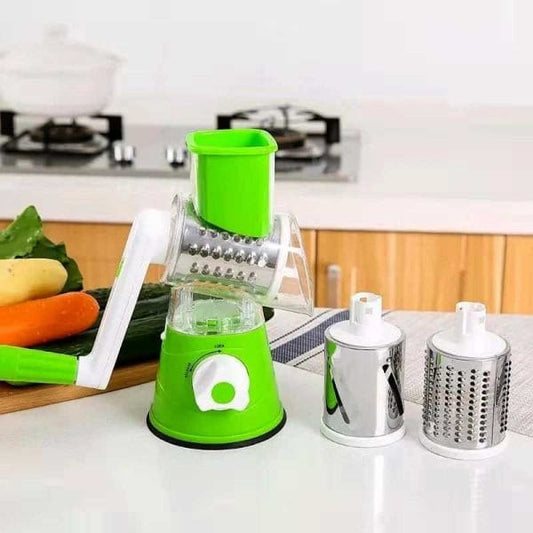 Manual Vegetable Drum Cutter Slicer  Multifunctional Round Kitchen Gadget  Stainless Steel Blades