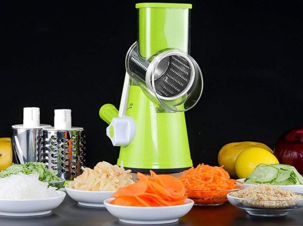 Manual Vegetable Drum Cutter Slicer  Multifunctional Round Kitchen Gadget  Stainless Steel Blades